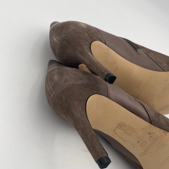 Marc Fisher taupe Peep-Toe Heeled Boots women 8.5 event Casual retro Y2K office - Picture 11 of 15